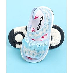 Cute Walk by Babyhug Velcro Closure  Sandal With Polka Dot Print & Frill Detailing - Purple