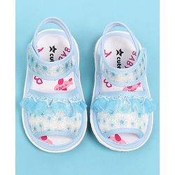 Cute Walk by Babyhug Velcro Closure  Sandal With Polka Dot Print & Frill Detailing - Purple