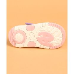 Cute Walk by Babyhug Velcro Closure Casual Shoes With Polka Dot Print & Flower Applique - Purple
