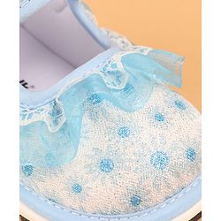 Cute Walk by Babyhug Velcro Closure Casual Shoes With Polka Dot Print & Lace Detailing - Blue