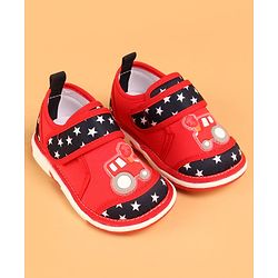 Cute Walk by Babyhug Velcro Closure Casual Shoes with Car Design - Red