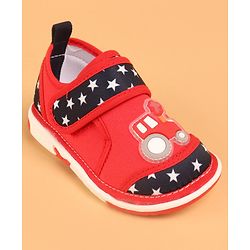 Cute Walk by Babyhug Velcro Closure Casual Shoes with Car Design - Red