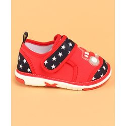 Cute Walk by Babyhug Velcro Closure Casual Shoes with Car Design - Red