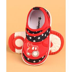 Cute Walk by Babyhug Velcro Closure Casual Shoes with Car Design - Red