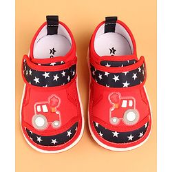 Cute Walk by Babyhug Velcro Closure Casual Shoes with Car Design - Red