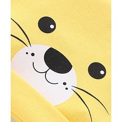 Babyhug Interlock Knit Cap With Bear Print & Applique - Yellow