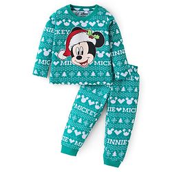 Babyhug Disney Single Jersey Knit Full Sleeves Night Suit With Mickey Mouse Graphics - Green