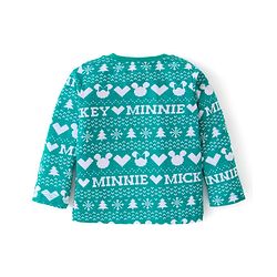 Babyhug Disney Single Jersey Knit Full Sleeves Night Suit With Mickey Mouse Graphics - Green