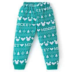 Babyhug Disney Single Jersey Knit Full Sleeves Night Suit With Mickey Mouse Graphics - Green