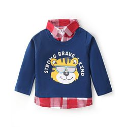 Babyhug  Full Sleeves Overlapped T-Shirt With Lion Graphics - Navy Blue