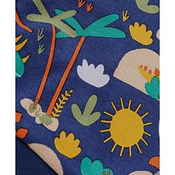 Babyhug 100% Cotton Knit Striped & Dino Printed Caps with Knot Pack of 2 - Navy Blue & Yellow