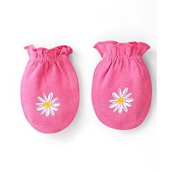 Babyhug Interlock Knit Mittens With Floral & Polka Dot Print Pack of 3 - Yellow & Pink