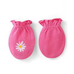 Babyhug Interlock Knit Mittens With Floral & Polka Dot Print Pack of 3 - Yellow & Pink