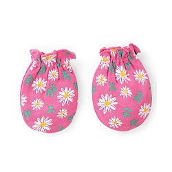 Babyhug Interlock Knit Mittens With Floral & Polka Dot Print Pack of 3 - Yellow & Pink