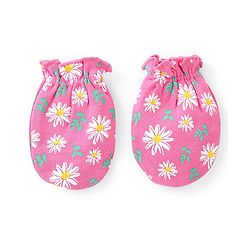 Babyhug Interlock Knit Mittens With Floral & Polka Dot Print Pack of 3 - Yellow & Pink