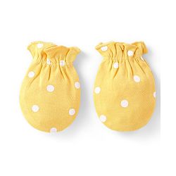 Babyhug Interlock Knit Mittens With Floral & Polka Dot Print Pack of 3 - Yellow & Pink