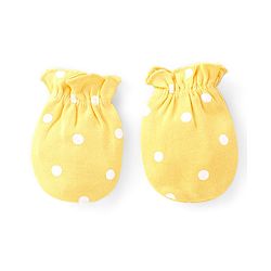 Babyhug Interlock Knit Mittens With Floral & Polka Dot Print Pack of 3 - Yellow & Pink