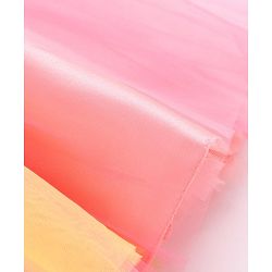 Babyhug Woven Singlet Sleeves Mesh Panelled Party Frock with Pleats & Floral Detailing - Multicolour