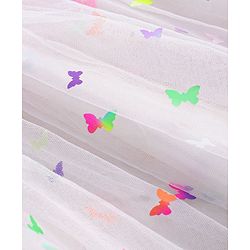 Babyhug Woven Sleeveless Fit & Flared Party Frock with 3D Butterfly Applique - White