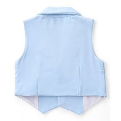 Babyhug Woven Full Sleeves Solid T-Shirt & Trouser Set with Waistcoat -Blue