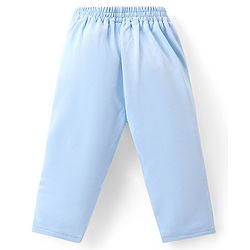 Babyhug Woven Full Sleeves Solid T-Shirt & Trouser Set with Waistcoat -Blue