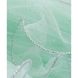 Babyhug Woven Sleeveless Fit and Flare Mesh Party Frock with Sequinned Detailing & Bow Applique -Mint
