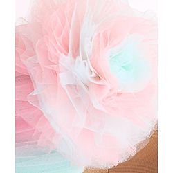 Babyhug  Woven Sleeveless Fit & Flared Party Frock with Self Floral Corsage  & Pearl  Detailing - Pink & Blue