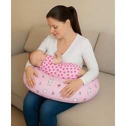 Babyhug Feeding Pillow Bunny Print - Pink | Fits upto waist size 36 inches
