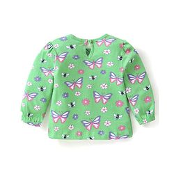 Babyhug Cotton Knit Full Sleeves Tops with Polka Dots  & Butterfly Graphics Pack of 3 - Pink Green & Purple