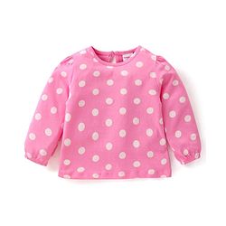 Babyhug Cotton Knit Full Sleeves Tops with Polka Dots  & Butterfly Graphics Pack of 3 - Pink Green & Purple