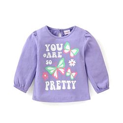 Babyhug Cotton Knit Full Sleeves Tops with Polka Dots  & Butterfly Graphics Pack of 3 - Pink Green & Purple
