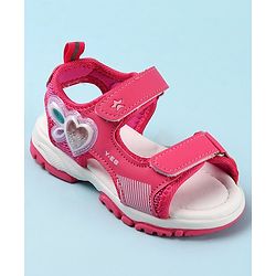 Cute Walk by Babyhug Casual Sandals with Velcro Closure & Heart Applique - Fuschia