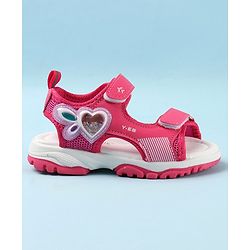 Cute Walk by Babyhug Casual Sandals with Velcro Closure & Heart Applique - Fuschia