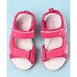 Cute Walk by Babyhug Casual Sandals with Velcro Closure & Heart Applique - Fuschia