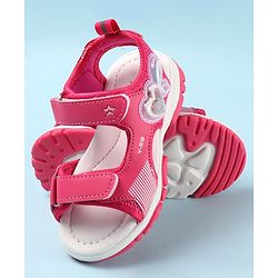 Cute Walk by Babyhug Casual Sandals with Velcro Closure & Heart Applique - Fuschia