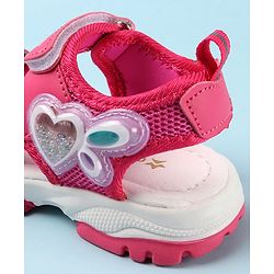 Cute Walk by Babyhug Casual Sandals with Velcro Closure & Heart Applique - Fuschia