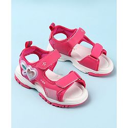 Cute Walk by Babyhug Casual Sandals with Velcro Closure & Heart Applique - Fuschia