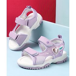 Cute Walk by Babyhug Casual Sandals with Velcro Closure & Heart Applique - Purple