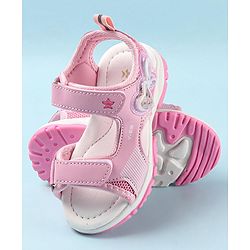 Cute Walk by Babyhug Casual Sandals with Velcro Closure & Heart Applique - Pink