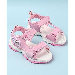 Cute Walk by Babyhug Casual Sandals with Velcro Closure & Heart Applique - Fuschia