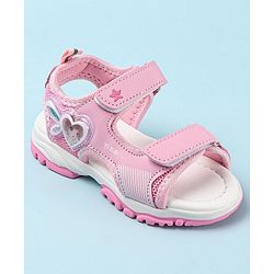 Cute Walk by Babyhug Casual Sandals with Velcro Closure & Heart Applique - Fuschia