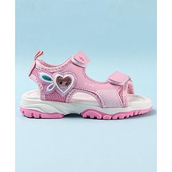 Cute Walk by Babyhug Casual Sandals with Velcro Closure & Heart Applique - Fuschia