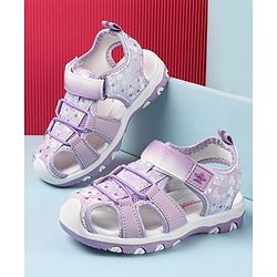 Cute Walk by Babyhug Velcro Closure Sandals with Hearts & Glitter Print - Fuchsia