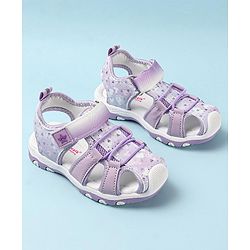 Cute Walk by Babyhug Velcro Closure Sandals with Hearts & Glitter Print - Fuchsia
