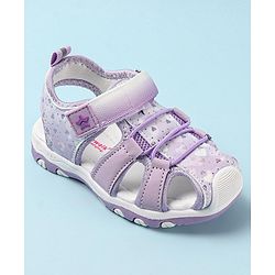 Cute Walk by Babyhug Velcro Closure Sandals with Hearts & Glitter Print - Fuchsia