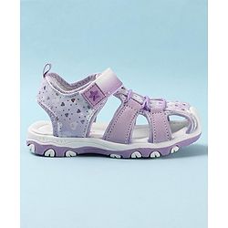 Cute Walk by Babyhug Velcro Closure Sandals with Hearts & Glitter Print - Fuchsia