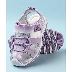 Cute Walk by Babyhug Velcro Closure Sandals with Hearts & Glitter Print - Fuchsia