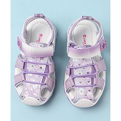 Cute Walk by Babyhug Velcro Closure Sandals with Hearts & Glitter Print - Fuchsia