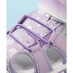 Cute Walk by Babyhug Velcro Closure Sandals with Hearts & Glitter Print - Fuchsia