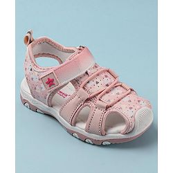 Cute Walk by Babyhug Velcro Closure Sandals with Hearts & Glitter Print - Fuchsia